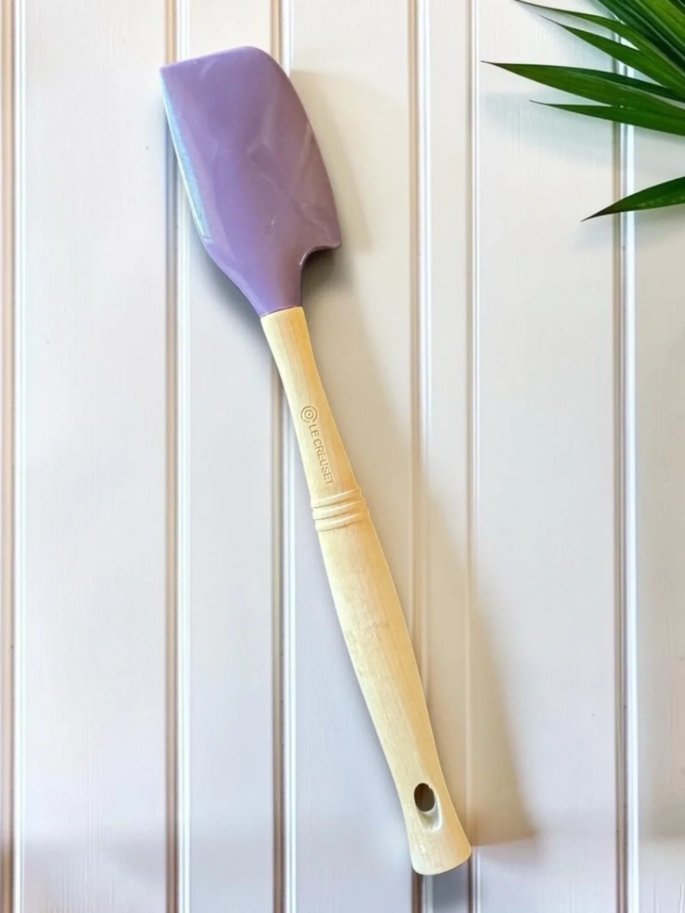 Le Creuset Purple Silicone Spatula with Wooden Handle